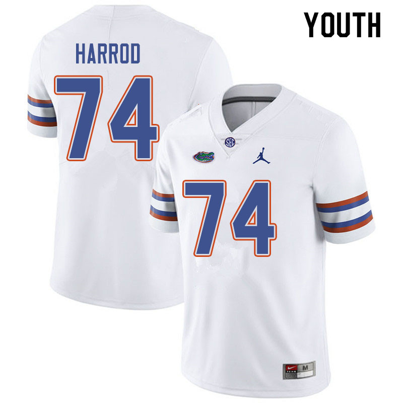 Jordan Brand Youth #74 Will Harrod Florida Gators College Football Jerseys Sale-White - Click Image to Close